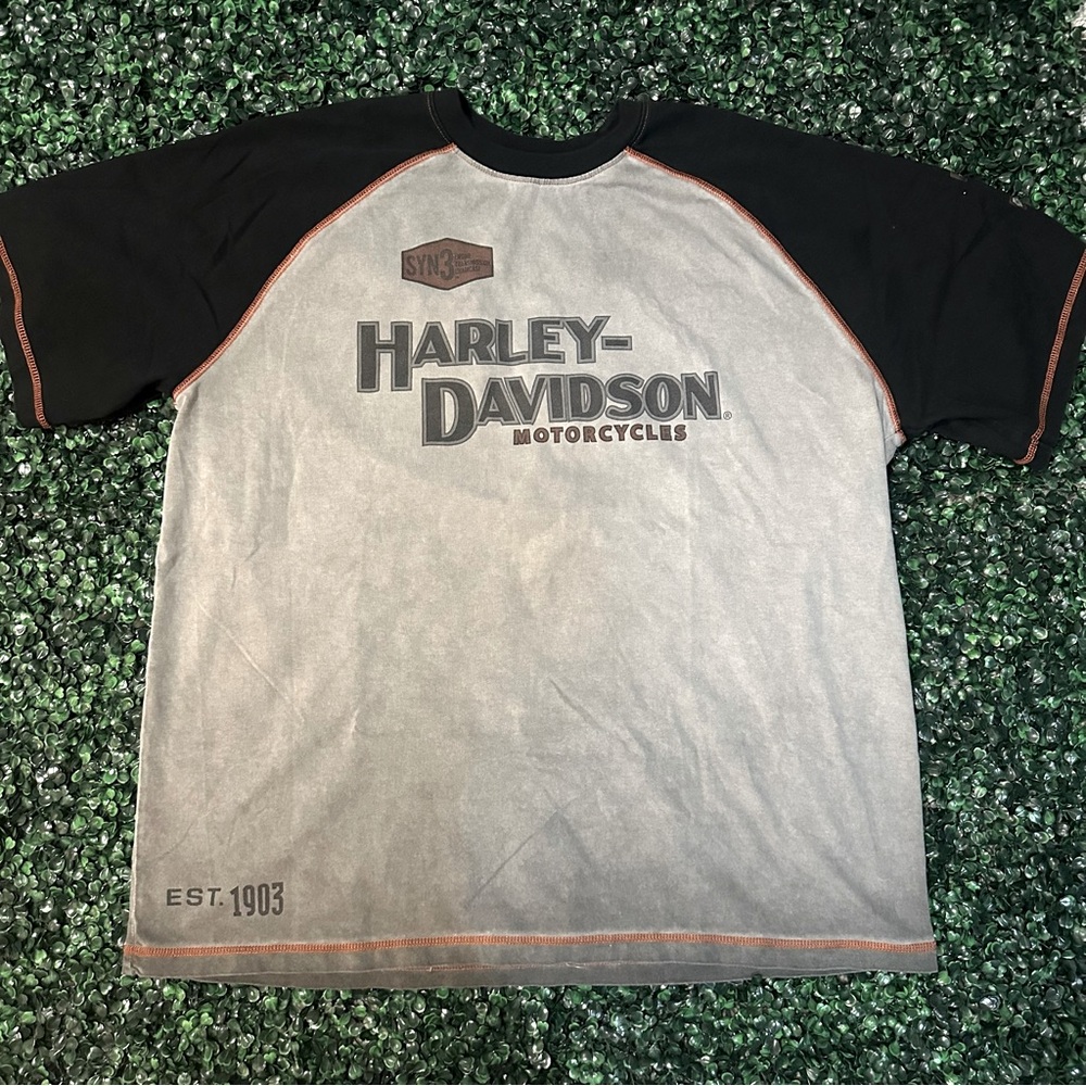 Harley Davidson Gray and Black Short Sleeve Tee